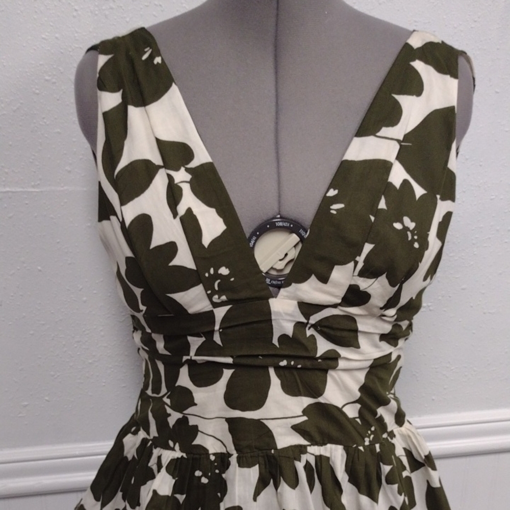 J. Crew Olive and White Floral Maxi Dress Formal Event, Bohemian, Boho. - Picture 3 of 12